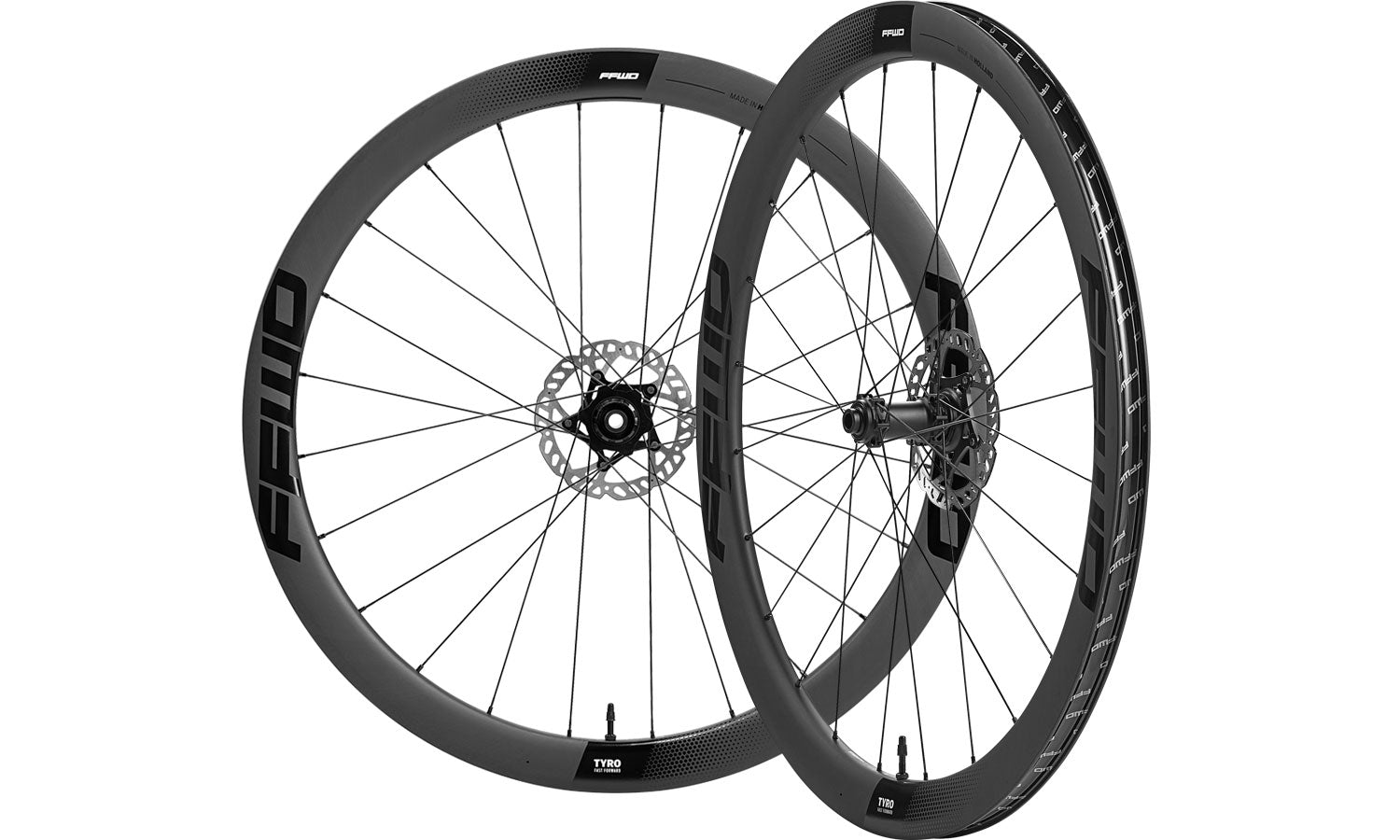 マ*ル様 FFWD TYRO TLR対応　カーボンホイール　前後セット　700c FFWD Wheels TYRO II 45mm Disc Brake Carbon Clincher Wheel Set